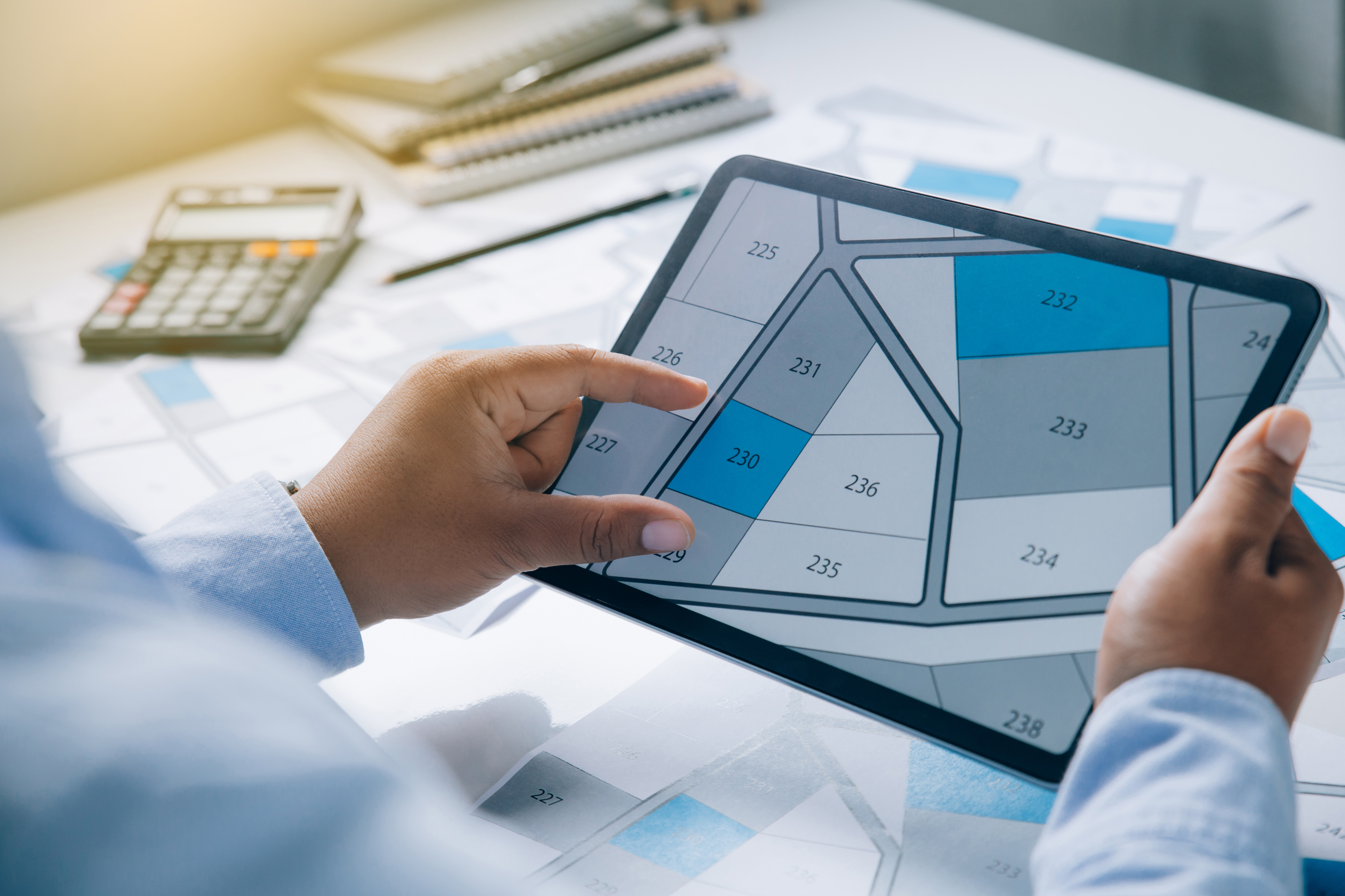 Image showing an ipad with a map detailing houses.