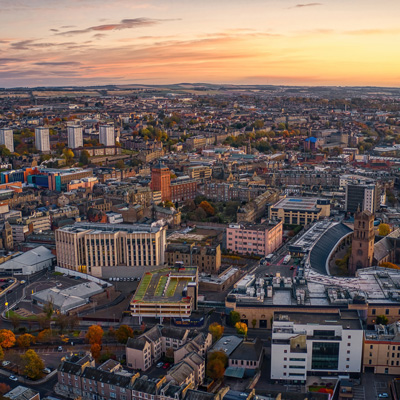Aerial view of Dundee city centre