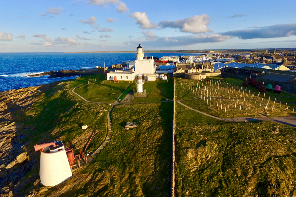 Coast and lighthouse in Fraserburgh