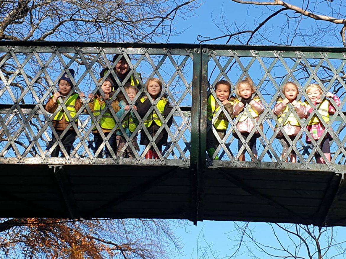 Nursery trip to the railway bridge