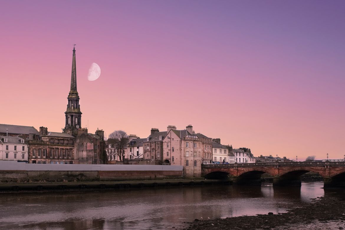 Ayr and new bridge at sunrise