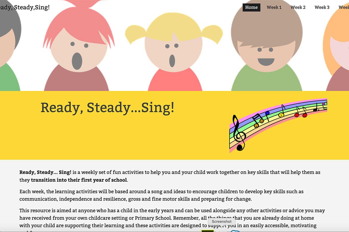 Screenshot of the Ready, Steady, Sing website