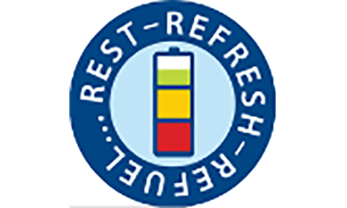 Rest, refresh, refuel logo