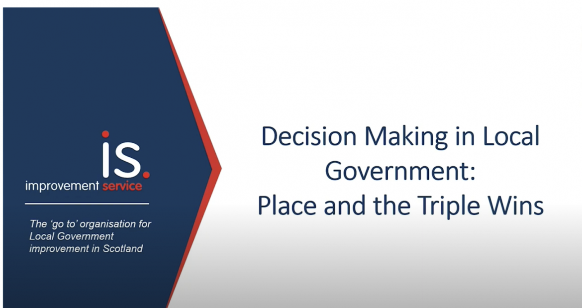 introductory slide for presenttion - Decision making in local government - place and the triple wins