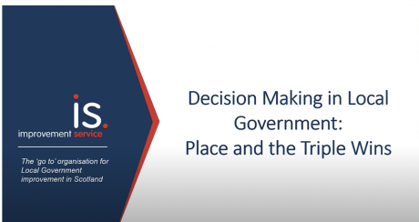 introductory slide for presenttion - Decision making in local government - place and the triple wins