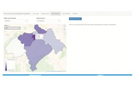 Other measures screen in the sub-council population projection tool