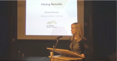 Allison Barnes of Money Advice Service addresses the Highlands and Islands Financial Inclusion Partnership event