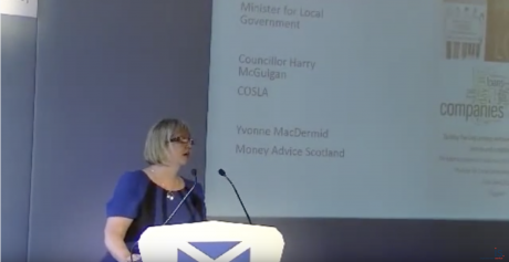 Yvonne McDermid addresses the Tackling Payday Lending and Gambling Summit